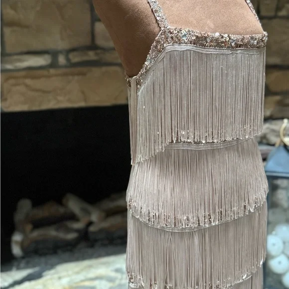 Beautiful Aiden Mattox Tiered Fringe Flapper Dress - Picture 3 of 6
